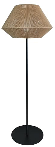 Lumisky Lampadaire sans fil pied metal LED blanc et multicolore dimmable DARSON en corde de jute H151cm avec télécommande