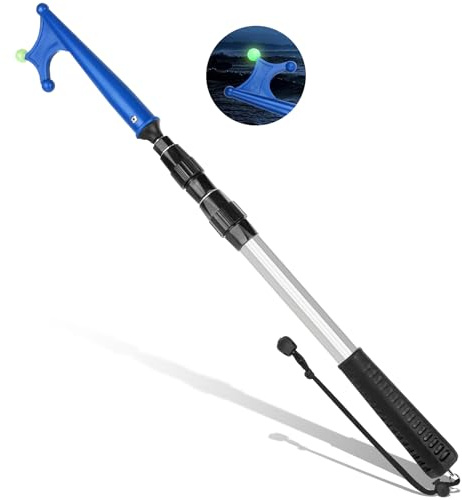 SANLIKE Gancio Telescopico per Barca, Mezzo Marinaio in Alluminio per l'attracco Accessori per Barche, Telescopico con Perline Luminose intermedi da 64 a 140 cm