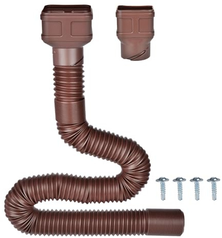 7ft Long Gutter Downspout Extensions, Outer diameter 3 Downspout Extender for Rainwater Drainage, Flexible Drainage Pipe Suitable for 2×3 and 3×4 Downspout (Brown-1-Pack)