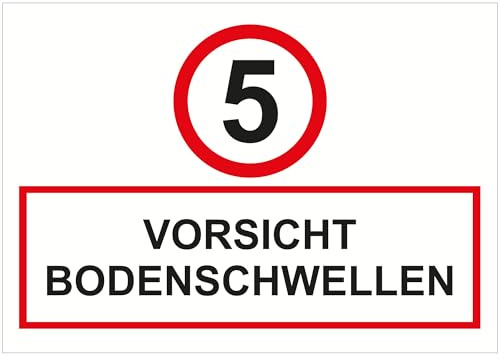 Indigos UG - Schild Vorsicht Bodenschwellen - 210x148 - Hotel, Firma, Schutz, KITA, Arzt, Praxis - Sicherheit - Warnung - Aluverbundplatte 3mm, Wohnung - Hinweisschild - Warnschild
