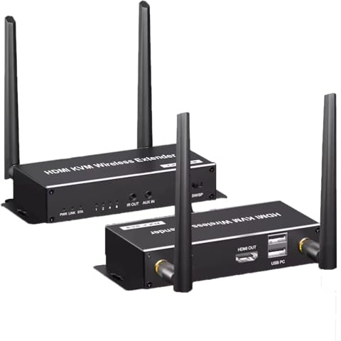 ENS 4K Wireless HDMI Extender Kit, Transmitter and Receiver, USB Extension with KVM Support, 4K Signal up to 600 ft, for Camera Projector Laptop CCTV Monitor