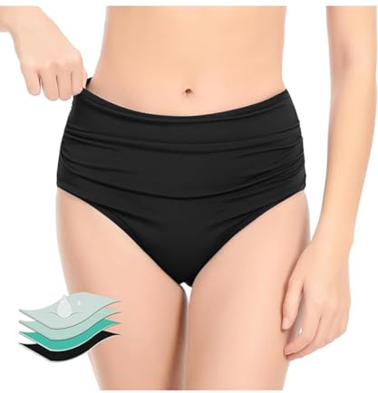 ABINGOO Donna Periodo Bikini Classic Triangolo Pantaloni da Bagno Ruched Vita Alta Pezzo sotto Mestruale Nuoto Bikini