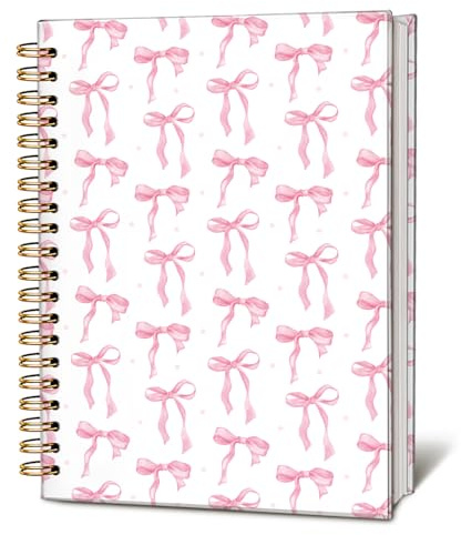 LIANGW Cute Pink Diary Journal for Teen Girls & Women, Cute School Supplies - Cute Preppy Bow Stuff Birthday Gifts for Women Girls, Coquette Stuff Pink Bow Bible Hardcover Spiral Notebook 5.5x8.3