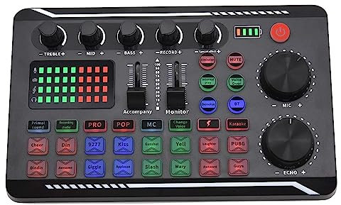 Pesfehhy Carte Son Microphone Table de Mixage Audio Carte Son Console de Mixage Audio Amplificateur Table de Mixage de Musique en Direct Amplificateur ÉQuipement DJ