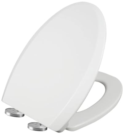 Brigtviee Tavoletta WC con Chiusura Ammortizzata,Copriwater Universali Forma V,Coperchio Water,ASSE WC,Sedile WC in Urea-Formaldeide,Colore Inalterabile, Bianco Toilet Seat,03