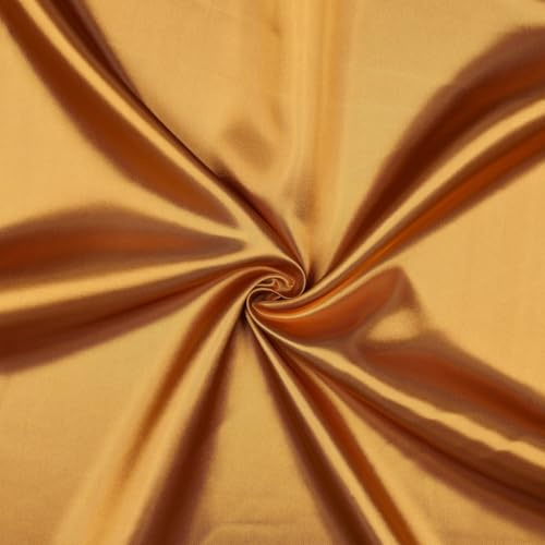 VmG-Store Satin Stoff 2m x 146cm Coupon Satinstoff Keine Meterware seidig Polyester zum Nähen glänzender Dekostoff für Kleidung Vorhänge Kostüme Damen Kleid Rock (017 Gold)