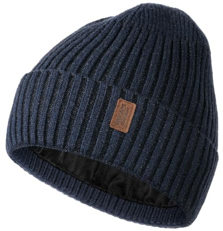 Wmcaps Wintermütze für Herren, gefütterte Thermo-Mütze | Strickmütze, winddicht, atmungsaktiv, elastisch, weich, Fleecefutter, für Radfahren, Sport, Laufen, Alltag & Spazieren.