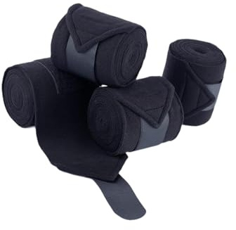 Baoblaze 4 Pezzi Fasce per Gambe di Cavallo Protezioni per Tendini Parastinchi da Allenamento Bendaggi da Lavoro in Morbido Pile Traspirante Adatto per Competi, Nero