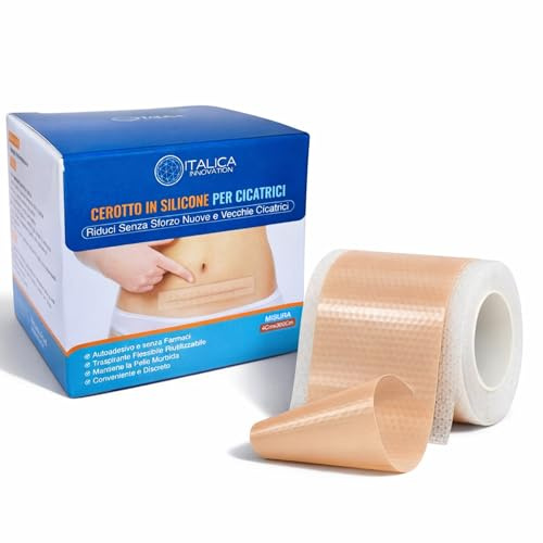 Cerotti in Silicone per Cicatrici, 4x300cm, Ipoallergenici e Riutilizzabili, Impermeabili Post Operatorio, per Cicatrici Chirurgiche, Cesareo, Acne e Cheloidi