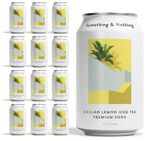 Something & Nothing Sicilian Lemon Iced Tea Flavoured Sparkling Water | 12 x 330ml Cans, Lightly Carbonated Fizzy Soda Waters with Added Grape & Lemon Juice, Vegan & Low Calorie Healthy Soft Drinks