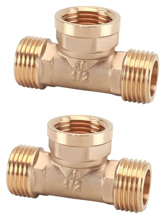 VEOIRXU 2 Piezas Conector En T De Latón Giratorio Para Tubería Macho x Hembra x Macho Conector En Forma De T De 3 Vías Para Fontanería