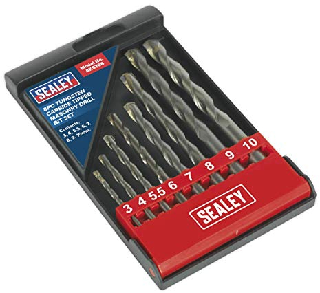 Sealey AK5708 Tungsten Carbide Tipped Masonry Drill Bit Set 8pc , Black