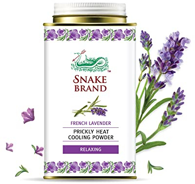 Snake Brand Prickly Heat Cooling Powder for Everyday Use - Anti-Chafing, Heat Rash Relief, Relaxing Lavender Scent (4.9 Oz / 140g)