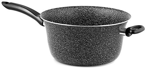 Home Paiolo Antiaderente con Manico, Pietra, Nero/Argento, 26 cm