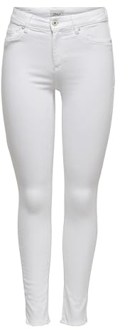 Only Onlblush Mid Sk Ank Raw Rea0730 Vaqueros Mujer, Blanco, S/34L