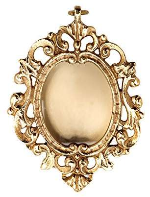 NKlaus Reliquiar christliche Ikone, Messing vergoldet, Wandaltar, 1 Stück | Höhe: 11cm; Öffnung: 5,5cm; Breite: 4,5cm; Tiefe: 1,8cm; Gewicht: 0,4kg