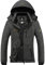 GEMYSE Damen Wasserdichte Winddichte Skijacke Winterjacke Wanderjacke Hardshelljacke Regenjacke mit Kapuze (Graphitgrau 02,2XL)