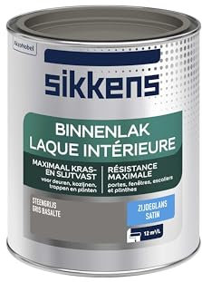 Sikkens - Peinture Laque Intérieure Bois et Fer - Résistance maximale aux taches et rayures - Satin Gris Basalte 0,75 L