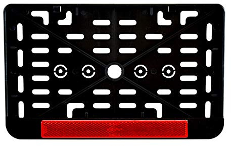 1x Kennzeichenhalter Nummernschildhalter Made in EU 240 x 130 mm 24 x 13 cm (für Roller Moped Traktor Anhänger Motorrad Hänger) Mit Rückstrahler Rot Reflektor mit Zulassung