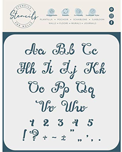 Kursiv-Schablone, Vintage, 30,5 x 33 (L) – Buchstaben, Zahlen, ABC, Alphabet, Satzzeichen für Malvorlage ...