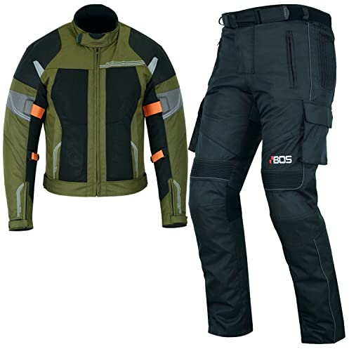 BOSmoto Textilkombi hochwertige Motorradkombi Textil atmungsaktiv wasserdicht (XXL), Schwarz