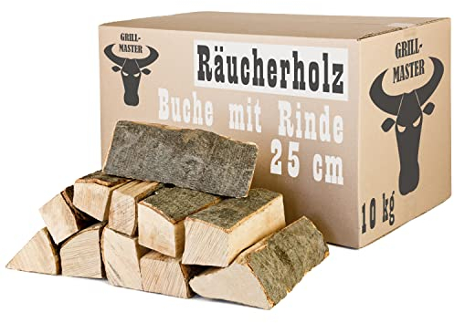Buche Smoker Holz Räucherholz Brennholz 10 kg Buchenholz kammergetrocknet 25 cm Kaminholz Smoke Feuerholz Grillen Wood BBQ Rauch Raeuchern Smokewood Grillmaster