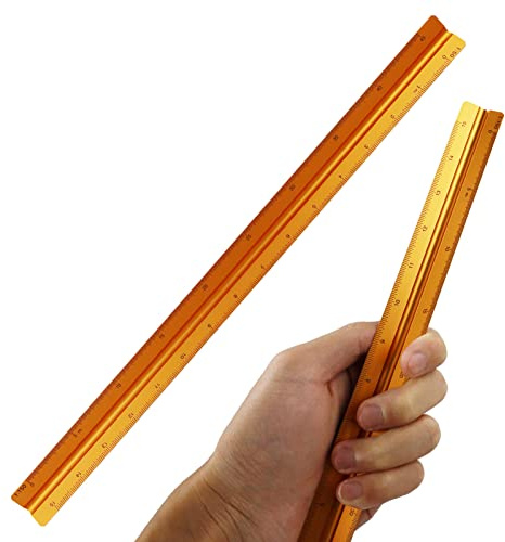 Règle triangulaire graduée de 30 cm, règle métallique pour architectes, 1:20, 1:25, 1:50, 1:75, 1:100, 1:150 (cuivre)