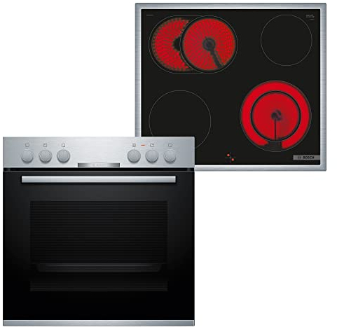 Bosch HND211CS62 Herd-Glaskeramik-Kochfeld-Kombination (herdgesteuert), 59,4 cm breit, 3D-Heißluft - Backen auf 3 Ebenen, Bräterzone