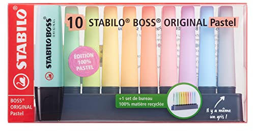 STABILO - Textmarker - BOSS ORIGINAL Pastel - 10er Tischset - mit 10 verschiedenen Farben