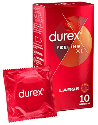 Durex FEELING XL - 10 Extra Large Condoms for Men, Nominal Width 60 mm
