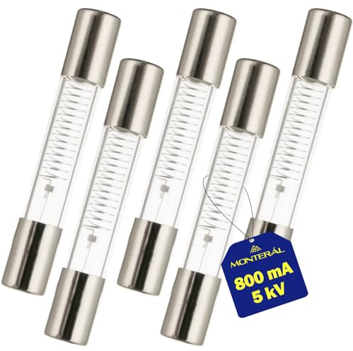 5 Pièces Fusible Verre 800 mA 5 kV pour Micro Onde 6 x 40 mm Garantie de 10 Ans - MONTERAL