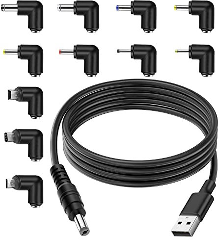 PREMIER ADAPTER 5.5mm * 2.1mm USB 2A 90cm Black Charger Power Cable Lead 5V 6V [UC9B]