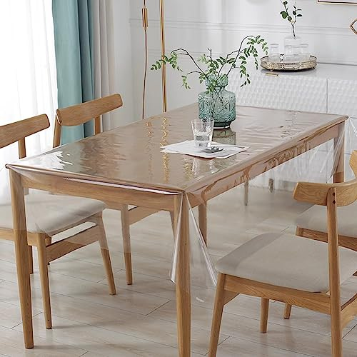 DASIAUTOEM Tovaglia Trasparente, PVC Trasparente Tovaglia Impermeabile, Lavabile, 0.13mm Pellicola Protettiva per Tavolino Cucina Giardino Matrimoni Feste (140x220cm)