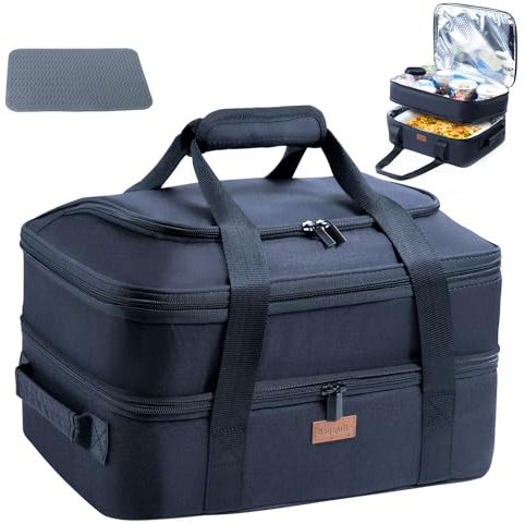 BAGSPRITE Expandable Insulated Casserole Carrier for Hot or Cold Food, Casserole Dish Carrying Case,Thermal Lasanga Lugger Tote for Pockluck, Parties, Picnic, Fits 9 x 13 Baking Dish,