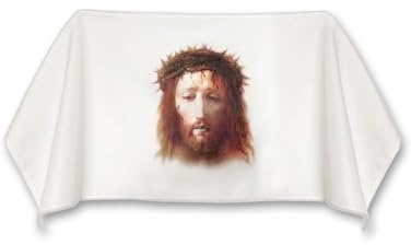 JEWSUN Holy Face Veil of Sant Veronica Church Play Wall Art Banner Saint Veil Life Size for Wearing Catholic Church Gift Christian Home Decor