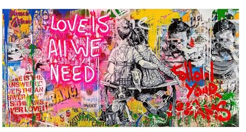 Moderne Straßen-Graffiti-Kunst, Follow Your Dream, Wandkunst-Poster, Druck auf Leinwand, Wandkunst, Gemälde für Wohnzimmer, Heimdekoration, 70x140cm (28x55 Zoll), ungerahmt