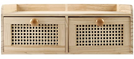 GYASVWU Minischublade aus Bambus, arbeitsnische/küche/Schlafzimmer Nicht zusammenbauen, Nicht zusammenbauen (2 schubladen mit regalen)