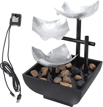 Sunicon Tischbrunnen-Dekoration, 5-V-Wasserbrunnen-Ornament, Steine, Garten, fließendes Wasser, Dekoration, USB-Wasserbrunnen-Ornament für Zuhause, Schlafzimmer, Büro, Entspannung