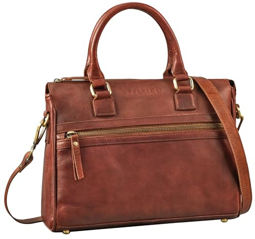 STILORD Corrine Modische Handtasche Damen Leder Mittelgroß Shopper mit Reißverschluss Henkeltasche und Schultertasche Frauen Lederhandtasche Damen Echtleder Farbe:texas - braun