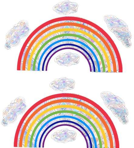 Suncatcher Sticker,Regenbogen Fensterfolie,Sonnenfänger Aufkleber Fenster,Fensteraufkleber Suncatcher Sticker,Regenbogen Fensterbilder Weiße Wolken,Fensterbilder Selbstklebend Prisma Fensteraufkleber