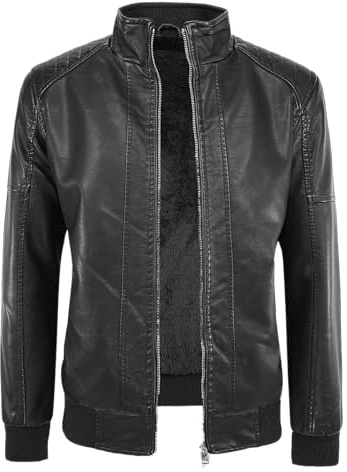 VEQUÈ Giubbotto Uomo Invernale Giubbino Imbottito Con Pelliccia Giacca in Eco Pelle Nera Casual (IT, Testo, XXL, Regular, Regular, Nero Biker)