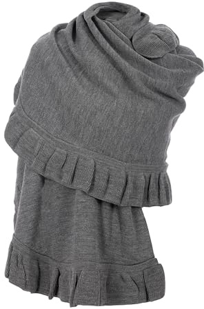 MAPIMANIA - Stola Elegante Donna in Lana, Sciarpa invernale color grigio, Scialle Made in Italy, Coprispalle per inverno, Mantella calda