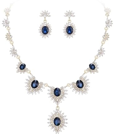 EVER FAITH Kristall Hochzeit Schmuck Sets, funkelnde Oval Marquise Strass Ohrringe Halskette Set für Braut Brautjungfer