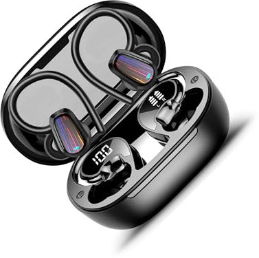 OYIB Wireless Earbuds, 2025 Bluetooth 5.4 Headphones HiFi Stereo Sound with 4 ENC Mic, 50H Playtime Wireless Headphones with Earhooks, LED Display, IP7 Waterproof Earphones for Spor/Running/Gym, Black