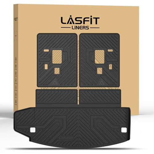 LASFIT Trunk Mat for Dodge Durango 2011-2026, Fit 2nd Row Bench Seating(7seats) & 2nd Row Bucket Seating 6seats, Not for 5 Seats, All Weather TPE Custom Fit Car Mat Cargo Liner, Black