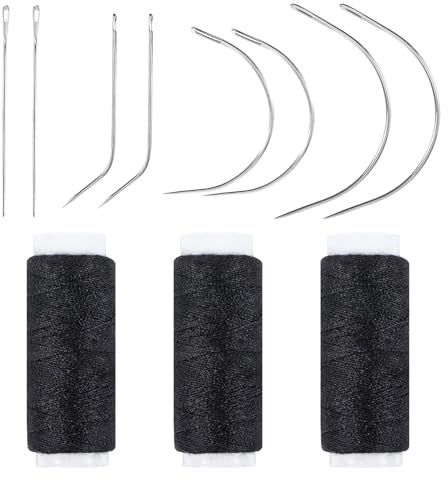 Nähgarn, 3 Rollen Leder Faden, Reißfest Wachsfaden 360m mit 8 Stück Sattlernadel und Fingerhut, Webfäden, Ledernähgarn, Wohnung Ledergarn Gewachst für Lederhandwerk, Herstellen von Perücken Nähen