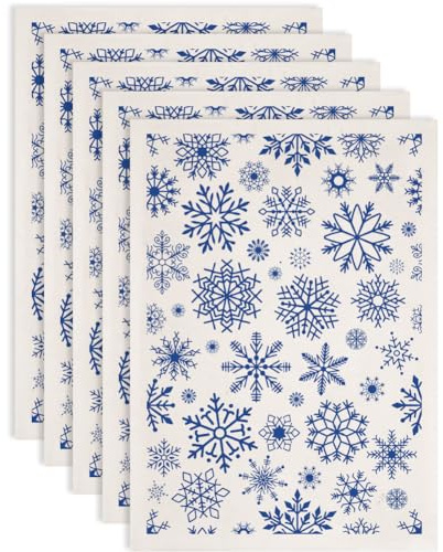 SUPERDANT 5 Stück Schneeflocken Unterglasur Transfers Für Töpferwaren Schnee Ton Transferpapier Keramik Aufkleber Transferaufkleber Für Töpferwaren DIY Bastelbedarf Aufkleber 52x37cm
