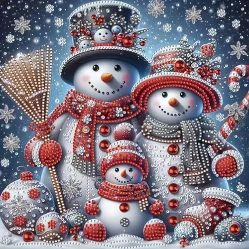 SUNSIERWEI Weihnachten Schneemann Diamond Painting Erwachsene und Kinder, 5D Diamond Painting Bilder, DIY Arts Craft für Heimdekoration,Weihnachtsgeschenke,Geschenke für Freunde, Familie,30x30cm