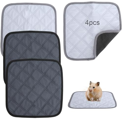 FIUTEKO 4 almohadillas lavables para cobayas, 30 x 30 cm, alfombra absorbente para roedores, antideslizante e impermeable, alfombrilla para animales pequeños para conejos, hámsteres, chinchillas