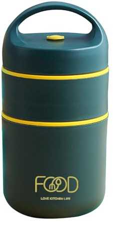 SHYYOULQE Lonchera de acero inoxidable portátil con aislamiento térmico con asas para niños y adultos, lonchera para adultos